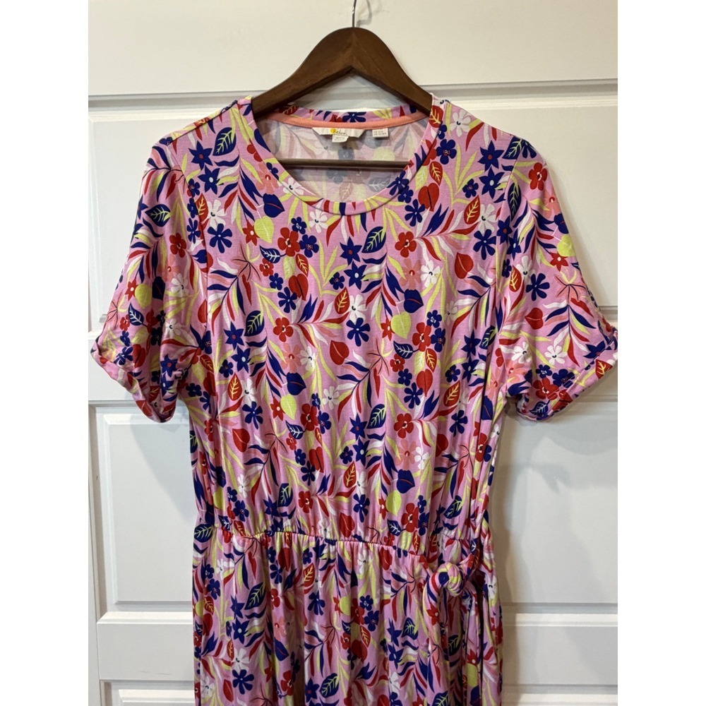 Boden Amanda Pink Floral Midi Dress Side Tie Size 16/18 Cottagecore Summer - Picture 6 of 12